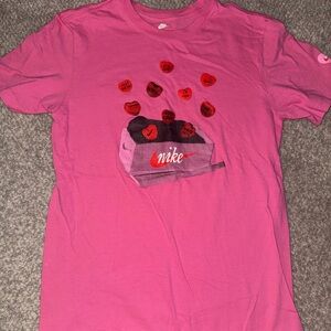 Nike Pink Graphic Tee with Red Graphic Accents